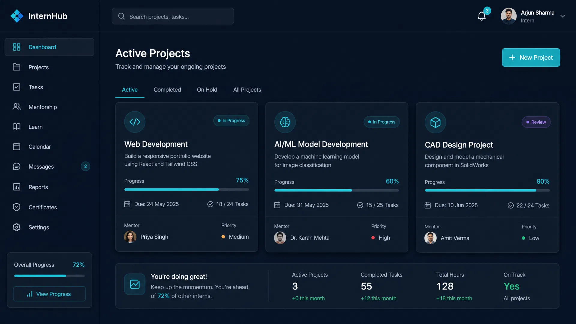 Student dashboard preview